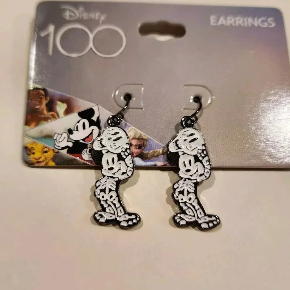 Disney 100 Mickey Mouse Skeleton Costume Figural Earrings Halloween NEW - Picture 1 of 7